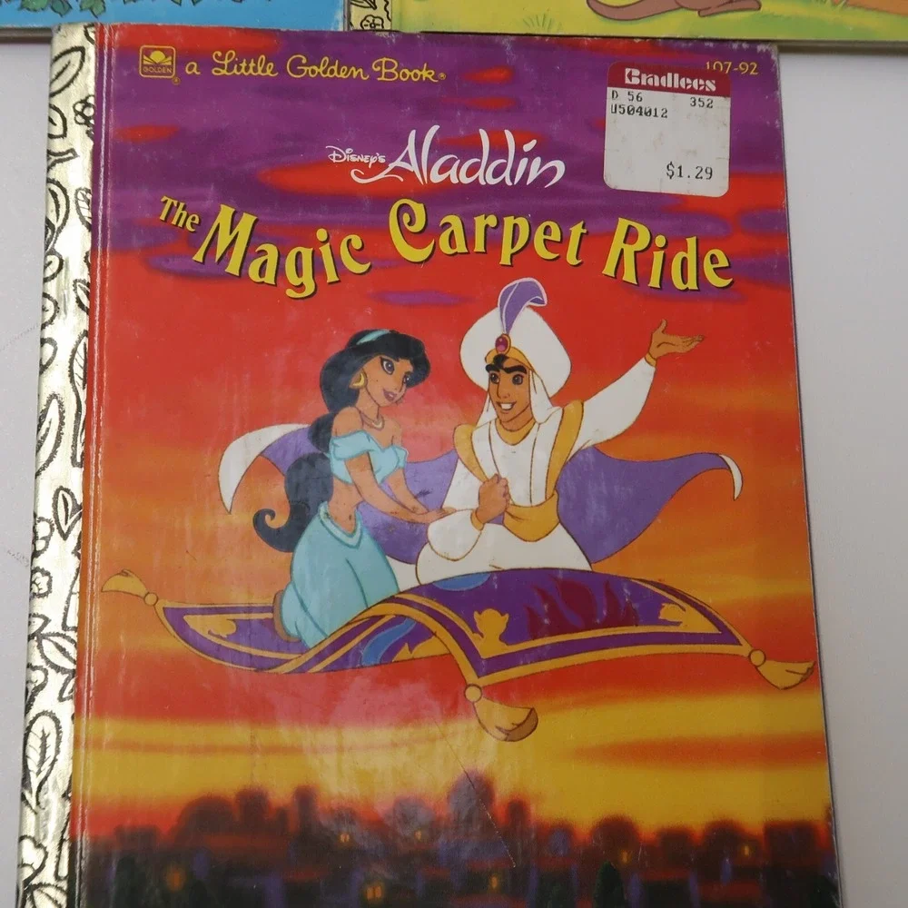 Vintage A Little Golden Book Disney's Beauty And The Beast Aladdin & Pooh